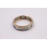 9ct gold diamond & emerald eternity ring 2.5 grams gross