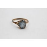 vintage 9ct gold blue gemstone solitaire ring 2 grams gross