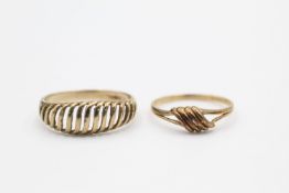 2 x 9ct Gold rings inc. cutwork, minimalist 2.8 grams gross