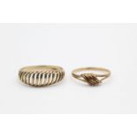 2 x 9ct Gold rings inc. cutwork, minimalist 2.8 grams gross