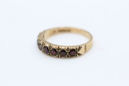 vintage 9ct gold garnet 7 stone ring 2.9 grams gross