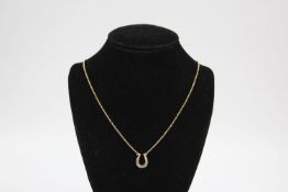 9ct Gold omega pendant necklace with diamond detail 3.1 grams gross