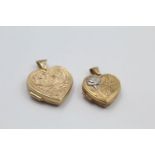 2 x 9ct Gold lockets inc. Heart, I love you *small dent to reverse 2.9 grams gross