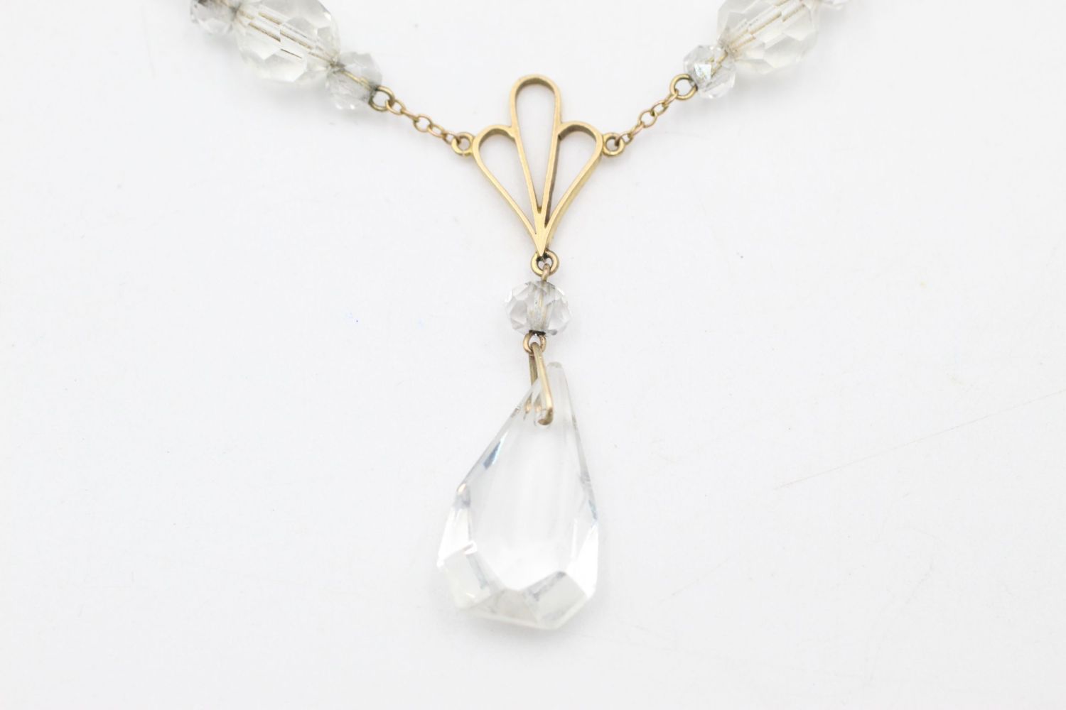 antique 9ct gold cut crystal drop necklace 5.5 grams gross - Image 3 of 5