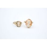 2 x 9ct gold cameo rings 4.9 grams gross