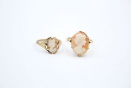 2 x 9ct gold cameo rings 4.9 grams gross