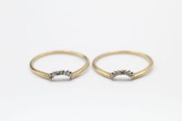 2 x gold diamond jacket rings 2.4 grams gross