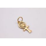 18ct gold Egyptian Ankh scarab pendant / charm 1 grams gross