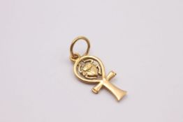 18ct gold Egyptian Ankh scarab pendant / charm 1 grams gross