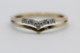 vintage 9ct gold diamond double chevron ring 1.2 grams gross