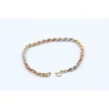 9ct Gold tri-coloured twisted rope bracelet 2.2 grams gross