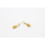 9ct gold puffed drop earrings 1.3 grams gross