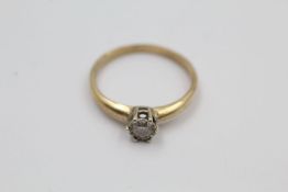 9ct Gold solitaire diamond ring 2 grams gross