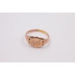9ct gold antique signet ring engraved "Eleanor" 1.6 grams gross