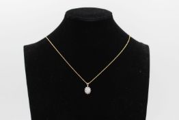 9ct Gold gemstone cluster pendant necklace 1.7 grams gross