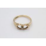 9ct gold vintage diamond twin hearts dress ring 2.2 grams gross