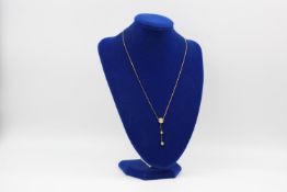 9ct gold gemstone drop detail pendant necklace 2.4 grams gross