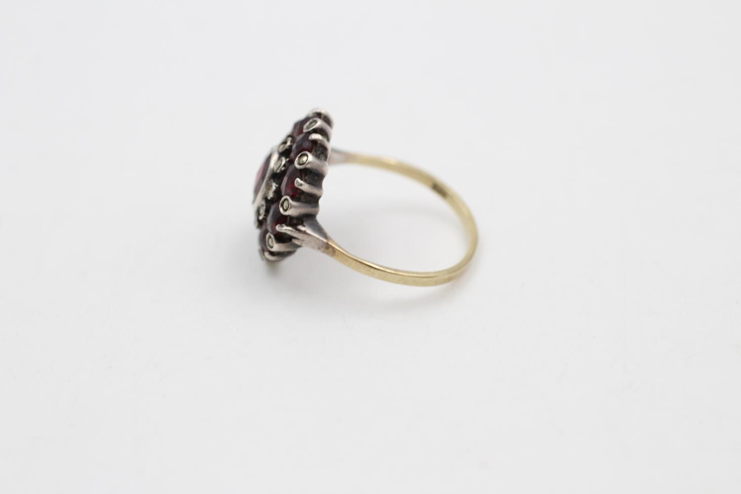 antique 8ct gold bohemian garnet & marcasite dress ring 3.3 grams gross - Image 3 of 5