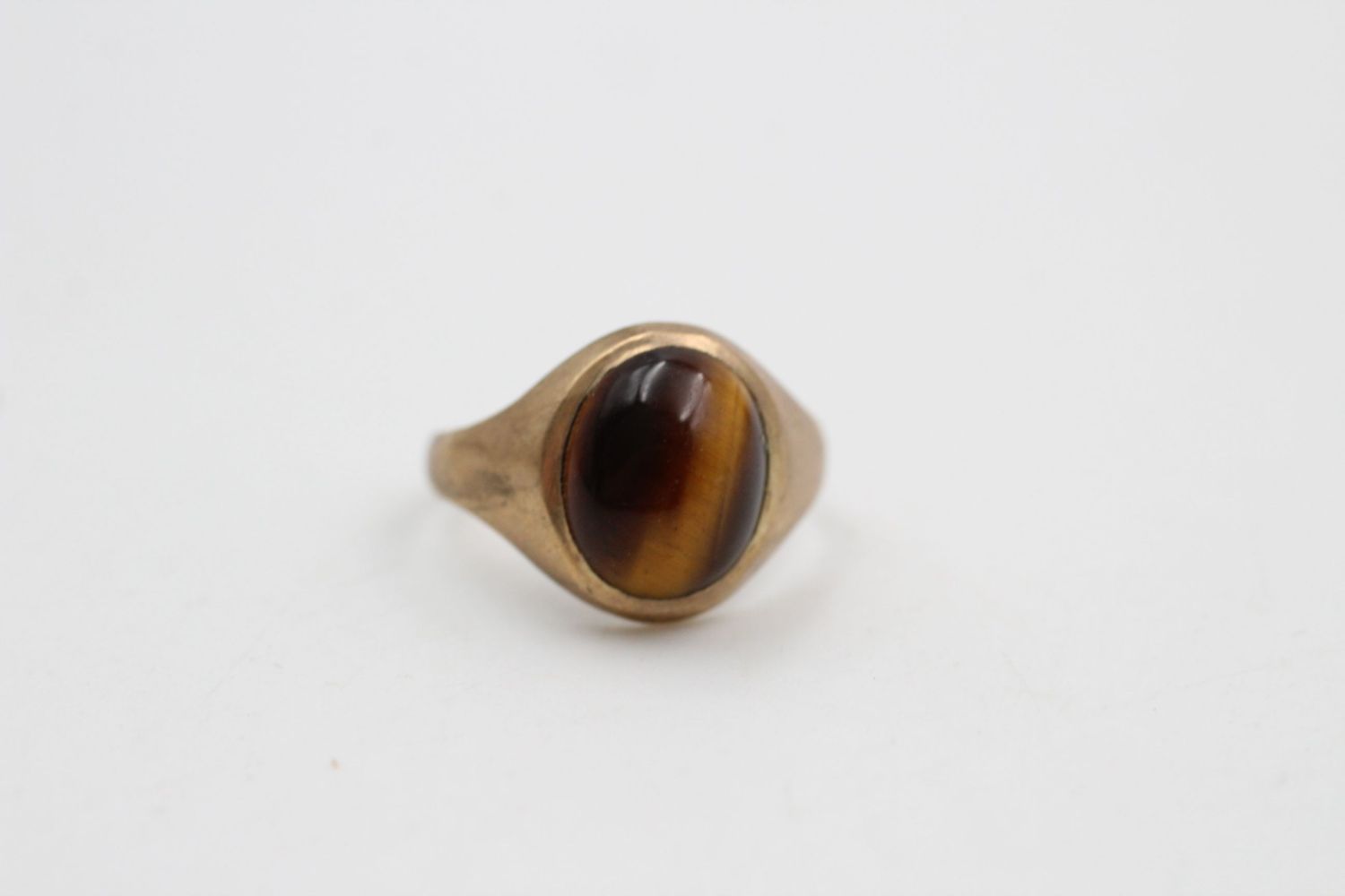 antique 9ct tigers eye cabochon signet ring 1.9g 1.9 grams gross