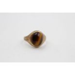 antique 9ct tigers eye cabochon signet ring 1.9g 1.9 grams gross