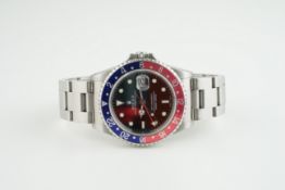 GENTLEMENS ROLEX OYSTER PERPETUAL DATE GMT MASTER II WRISTWATCH REF. 16710 CIRCA 2001, circular