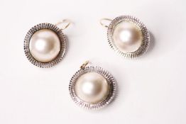 Mother Of Pearl Pendant & Earring Set, pair of mop circular earrings with fish hook backs, mop set