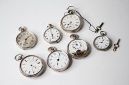 *TO BE SOLD WITHOUT RESERVE* BAG OF 7 SILVER CASE POCKET WATCHES, variety of open hunter pocket