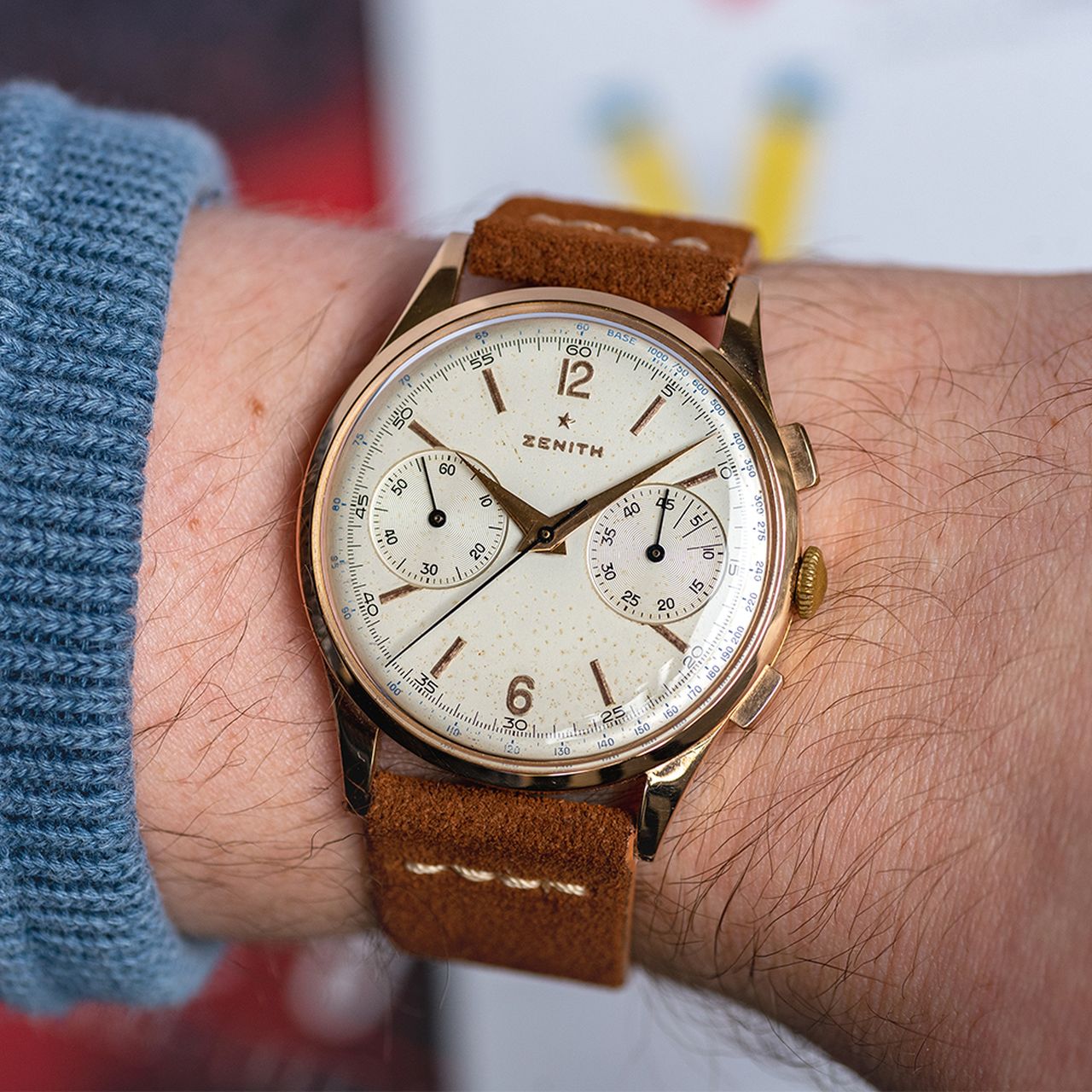 GENTLEMAN'S OVERSIZED ZENITH CHRONOGRAPH 156D, 18CT PINK GOLD, REF. 19518, CIRCA 1954, 37MM, - Image 2 of 11