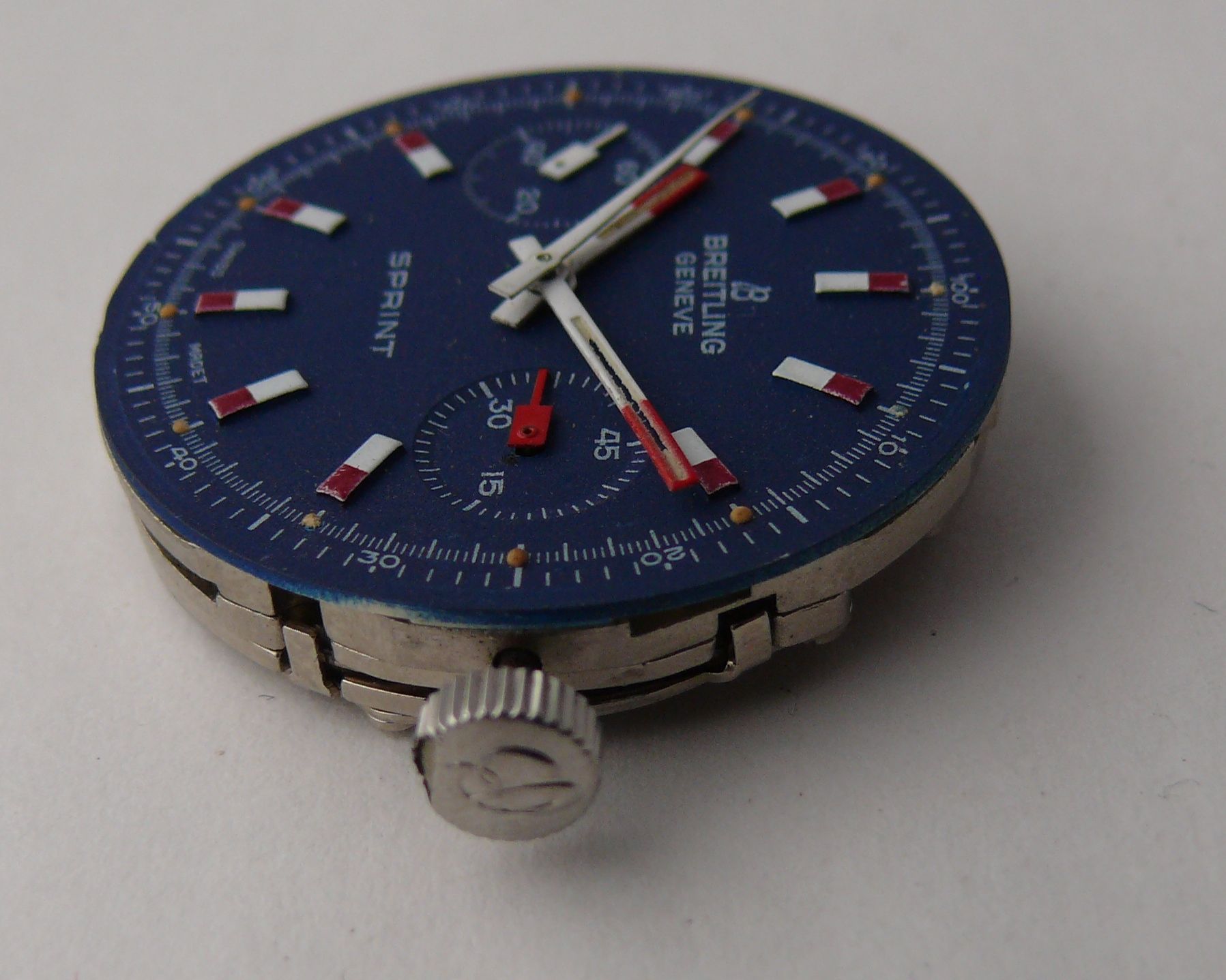Vintage Breitling Sprint Chronograph Movement & Dial Valjoux 7733 unit. Please note movement is - Image 6 of 7