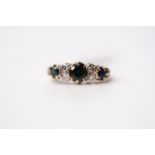 Sapphire & Diamond Ring, stamped 9ct yellow gold, size N.