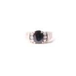 Sapphire & Diamond Ring, 18ct white gold, size Q, 7.9g.