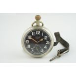 ANTIQUE OMEGA ROYAL FLYING CORPS WW1 POCKET WATCH, circular black dial with arabic numeral hour