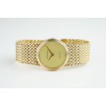 GENTLEMENS BUECHE-GIROD 9CT GOLD WRISTWATCH, circular gold dial with dauphine hands, 35.5mm 9ct gold