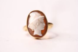 Shell Cameo Ring, size G, 3.7g.