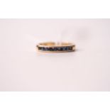 Sapphire Half Eternity Ring, 14ct yellow gold, size N, 2.2g.