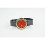 GENTLEMENS FERRARI BY CARTIER WRISTWATCH, circular red dial with stick hour markers and hands,