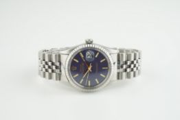 GENTLEMENS ROLEX OYSTER PERPETUAL DATEJUST WRISTWATCH REF. 16030 CIRCA 1984, circular blue dial with