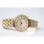 LADIES 18CT GUCCI DIAMOND BEZEL WRIST WATCH, circular champagne dial with roman numeral hour