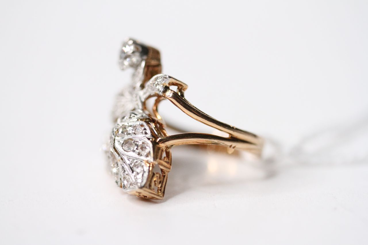 Diamond Leaf Ring, size N, 6.4g. - Image 3 of 4