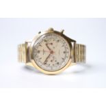 VINTAGE CHRONOGRAPHE SUISSE OVERSIZE, circular champagne dial with arabic numeral hour markers,