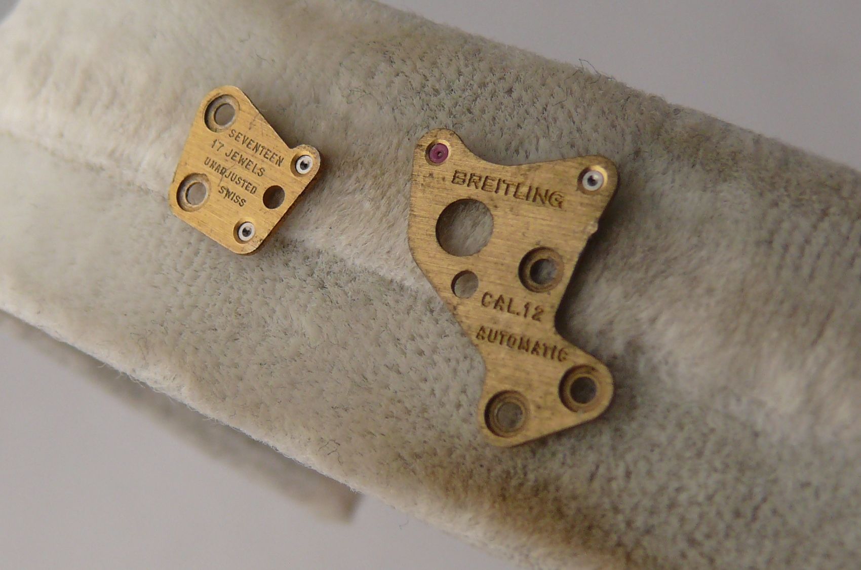 Vintage Breitling calibre 12 Movement Bridge. Both are in used condition, as can be seen from the - Image 2 of 3