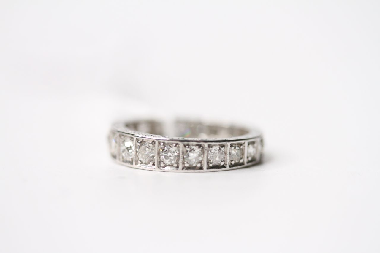 Diamond Full Eternity Ring, set with old cut diamonds, platinum, size L, 5.3g. - Image 3 of 3