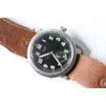 TITUS AERO GERMAN MILITARY FLIEGER PILOTS WATCH, circular black dial with arabic numeral hour