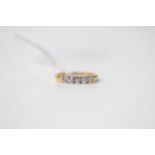 5 Stone Diamond Ring, stamped 18ct yellow gold, size I1/2, 1.5g.