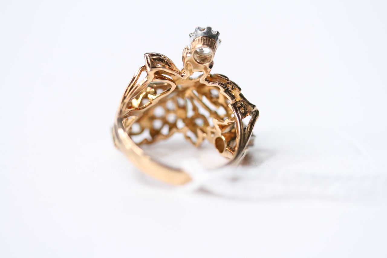 Diamond Leaf Ring, size N, 6.4g. - Image 4 of 4