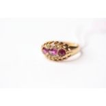 Victorian Diamond & Garnet Cluster Ring, stamped 18ct yellow gold, size O, 2.72g.