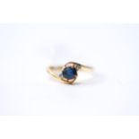 Sapphire & Diamond Twist Ring, 14ct yellow gold, size J, 1.8g.