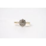 Diamond Flower Cluster Ring, stamped 18ct yellow gold, size P, 3.6g.