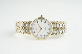 GENTLEMENS GENEVE QUARTZ 14CT GOLD WRISTWATCH, circular white dial with roman numeral hour markers