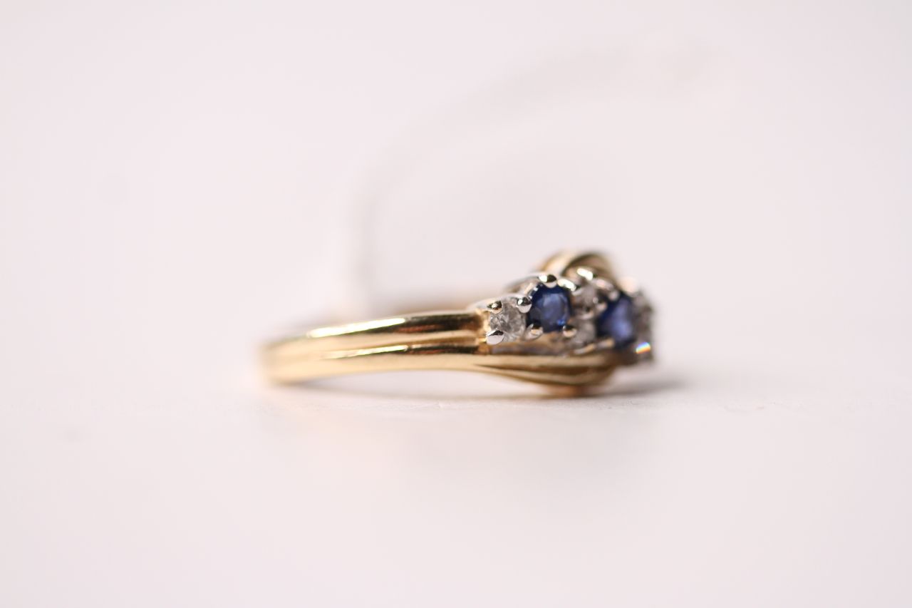 Sapphire & Diamond Twist Ring, 14ct yellow gold, size L, 3.3g. - Image 2 of 4